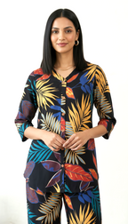 Midnight Tropical Leaf Print Co-ord Set | Daylist.in