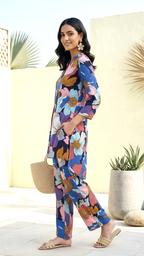 Azure Bloom High-Low Co-ord Set