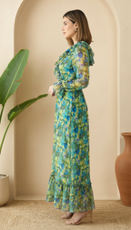 Bohemian Floral Ruffle Maxi Dress Online | Daylist.in